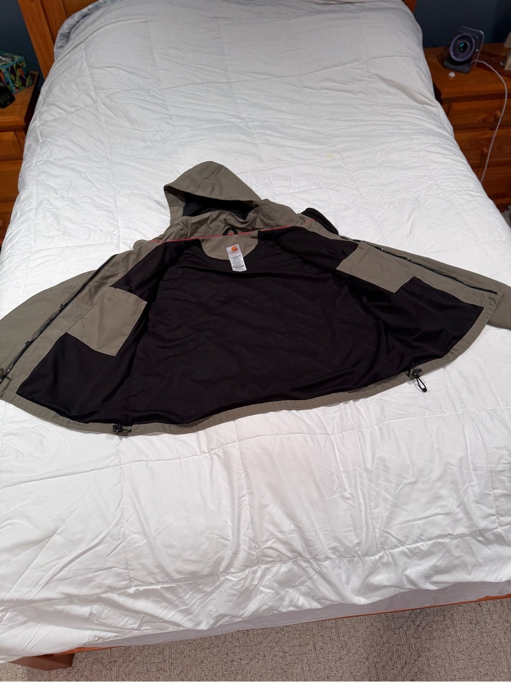 Carhartt Olive Hooded Raincoat with Black Lining